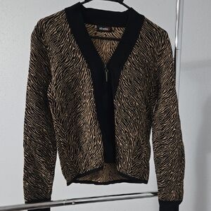 Studio Black and Tan Animal Print Cardigan
